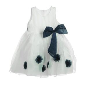 NEW Little Girls Ruffled Tulle Bow White Party Flower Girl Wedding Holiday Dress